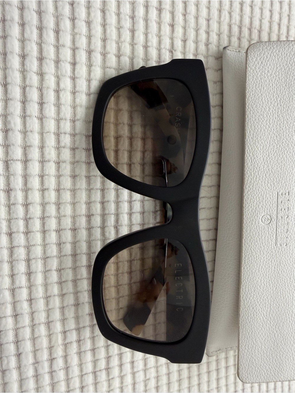 Electric Family Matte Black Oversized Square Sunglasses with Brown Tinted Lenses